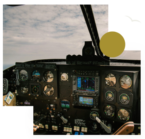 Aircraft cockpit with gauges