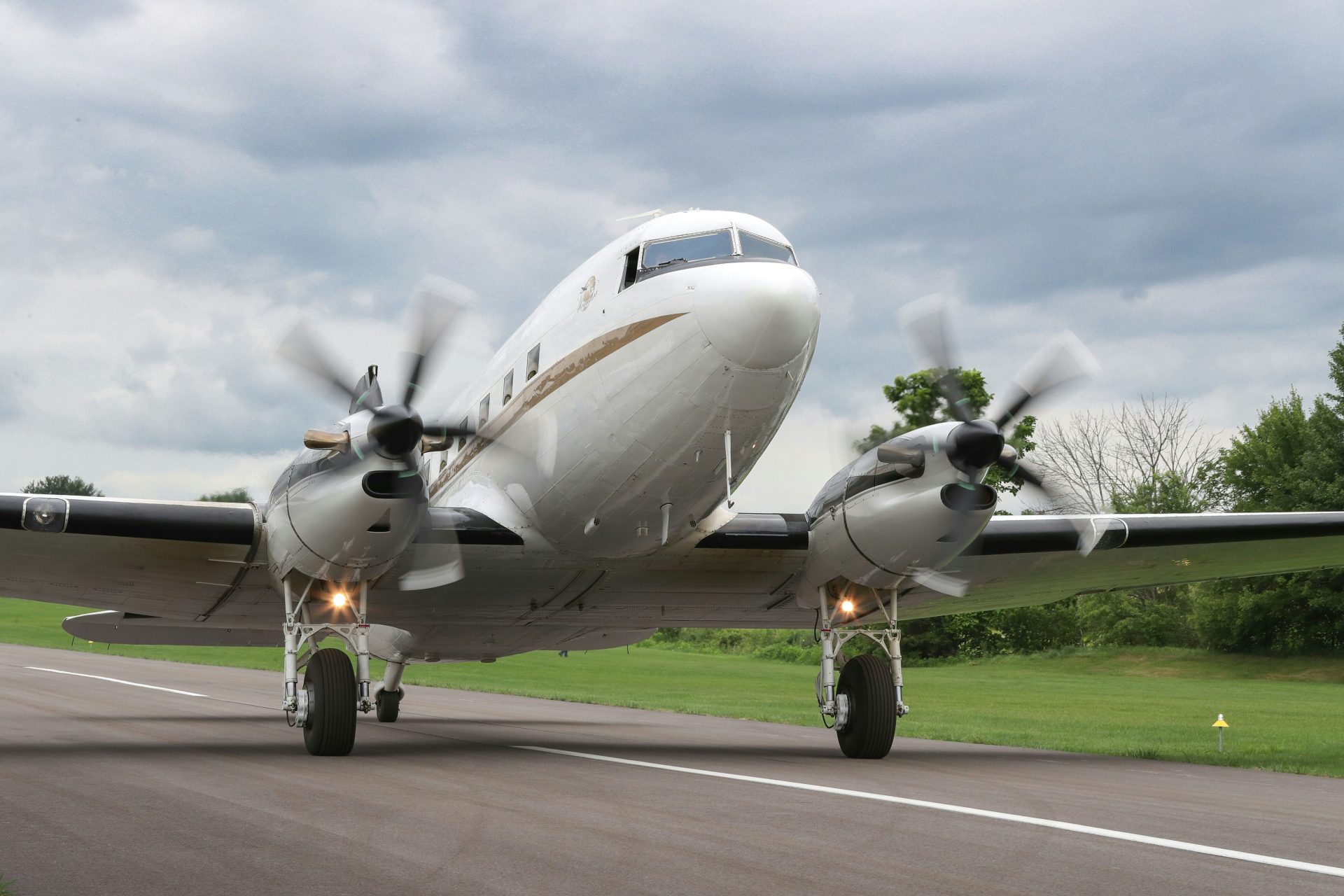 Vintage aircraft on runway