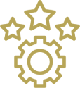 Gear with stars above